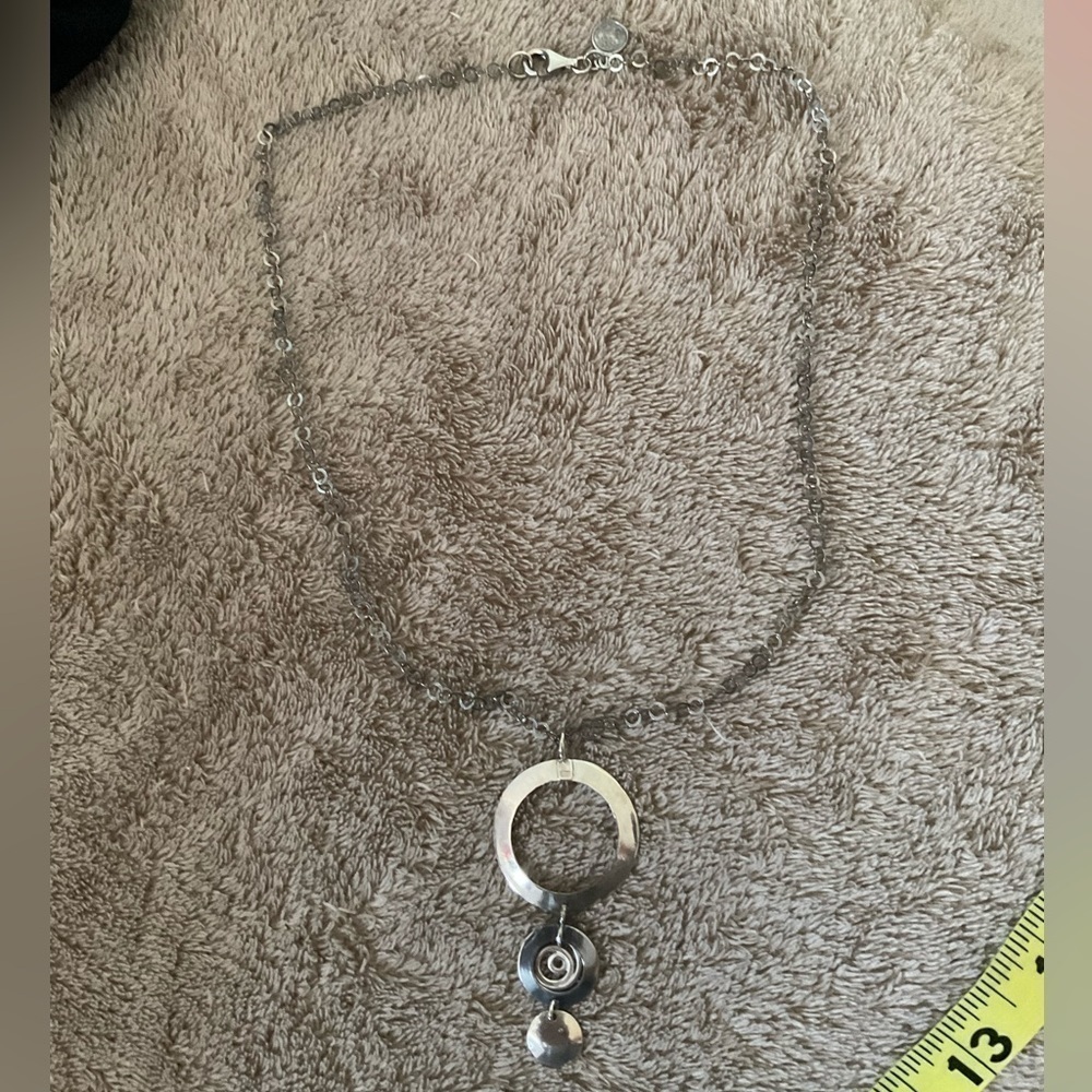 Silpada 925 Hammered Triple Circle Geometric Pendant Necklace